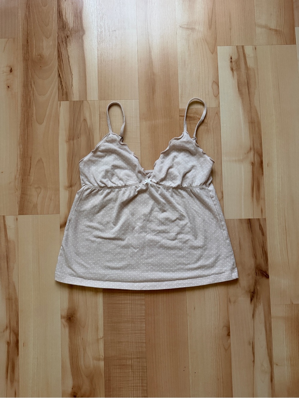 Brandy Melville Tiffany Light Pink Polka Dot Top